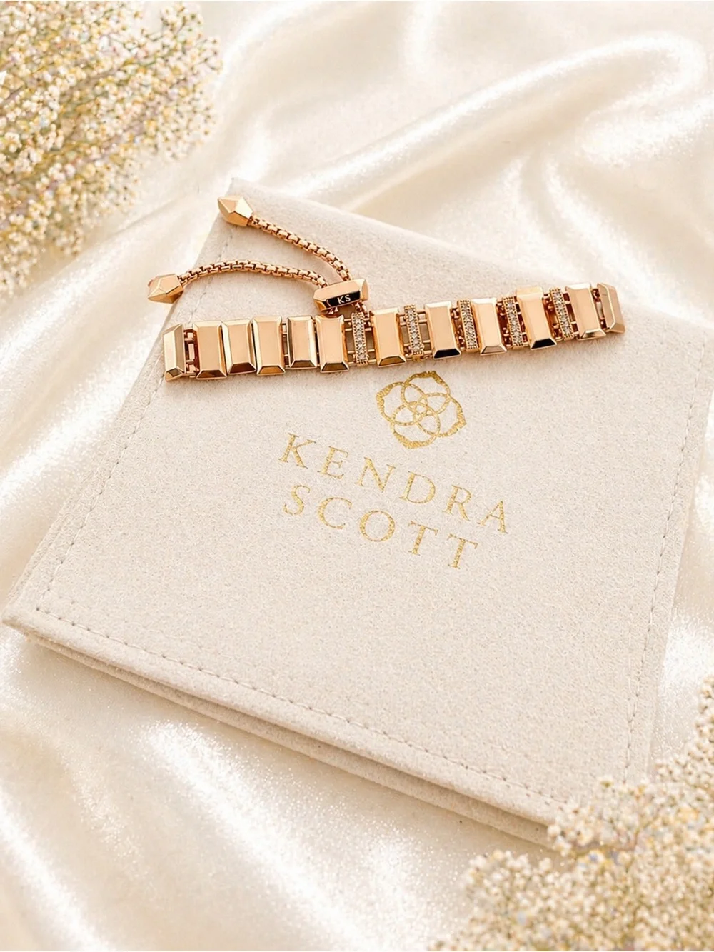 Kendra Scott Harp Adjustable Chain Bracelet rectangle bar rose gold tone - Picture 6 of 6